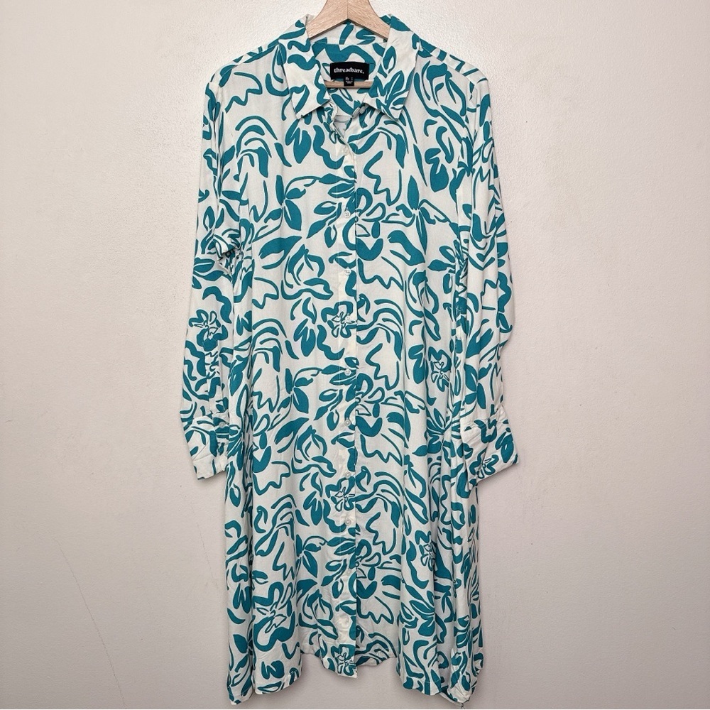 Threadbare Womens Large Turquoise Midi Shirt Dress